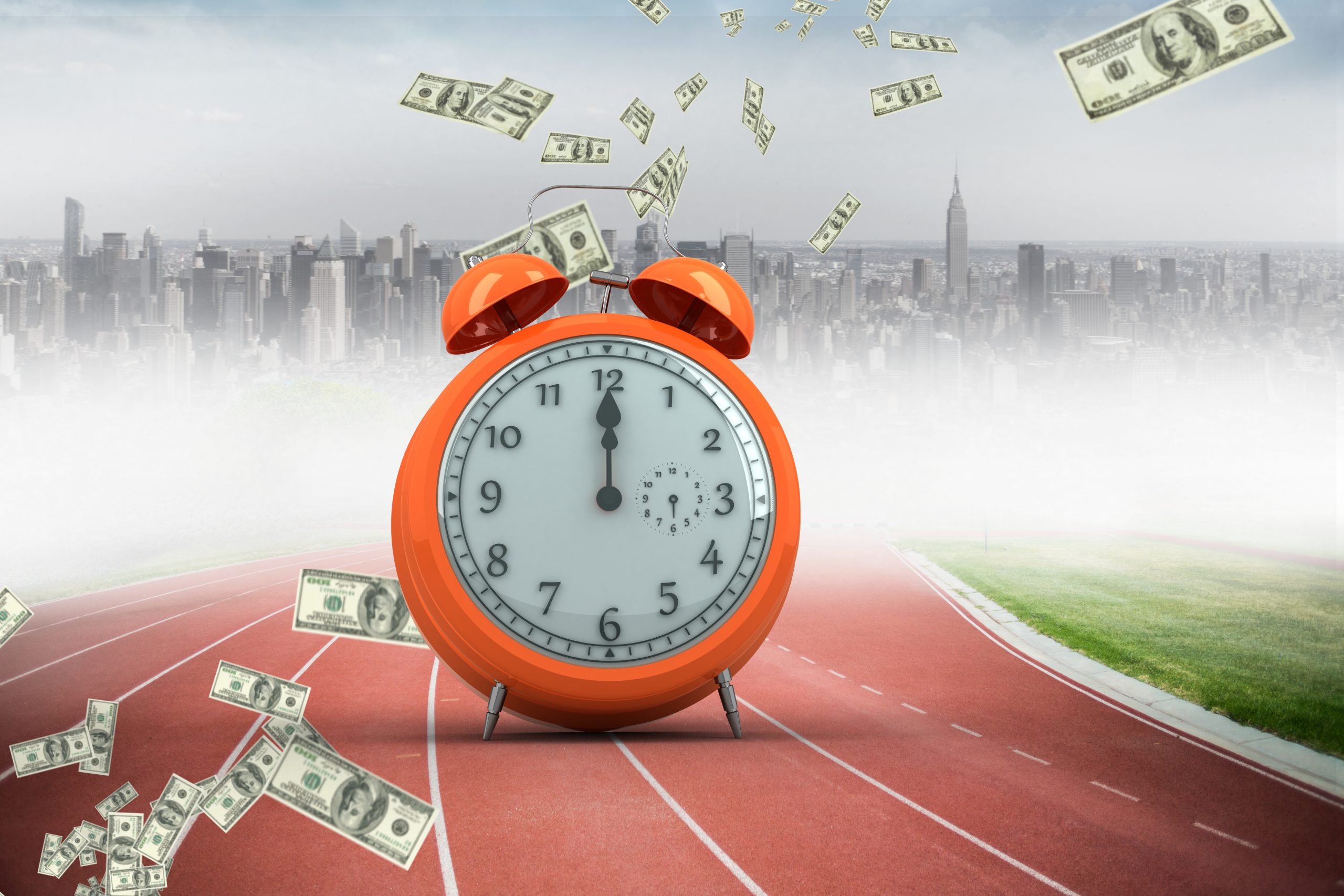 Gestão do tempo e controle financeiroo conceito de preservação do tempotime  is money3d imageisométrico